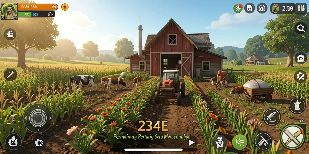 Gambaran permainan pertanian yang seru di 234E.