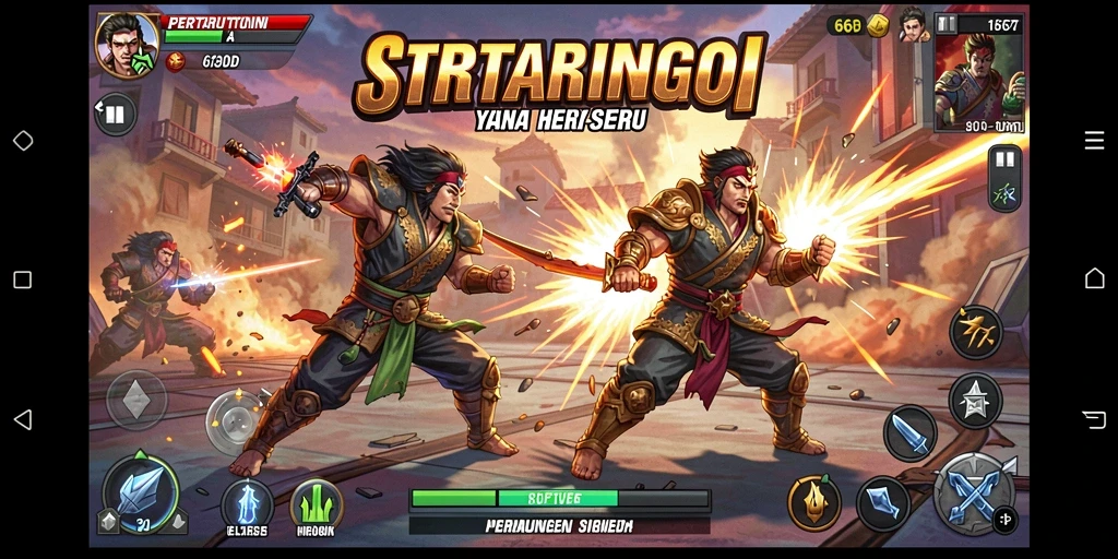 Screenshot 66D menampilkan aksi pertempuran strategi yang mendebarkan.