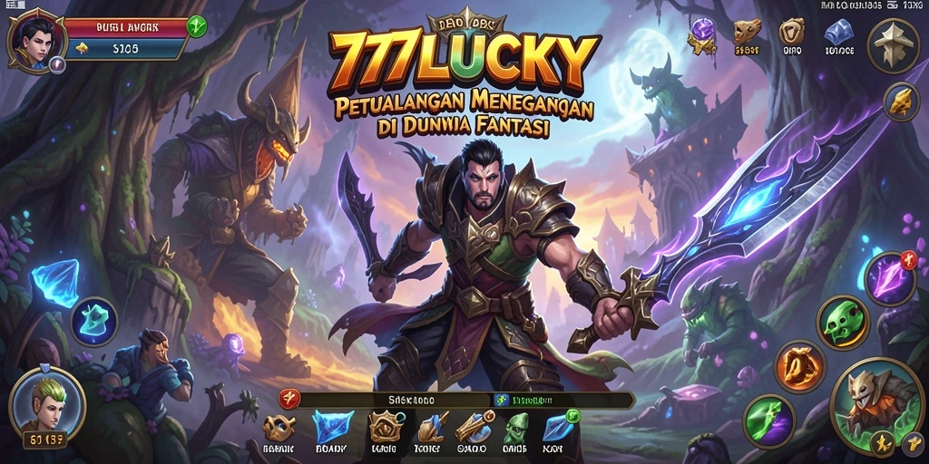 Gameplay 777LUCKY menampilkan aksi seru di dunia fantasi.