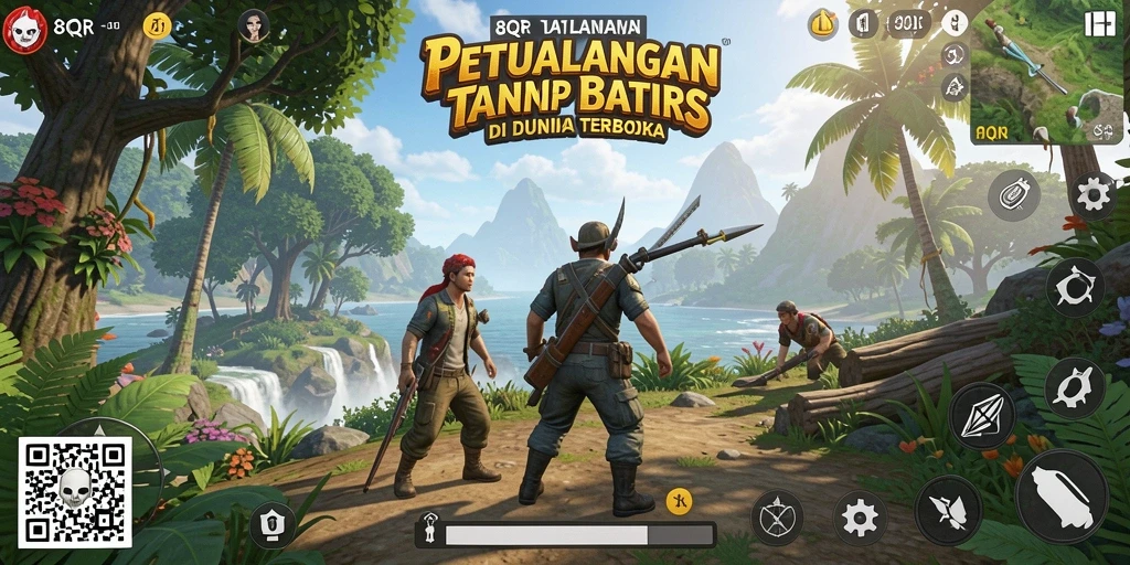 Screenshot gameplay Open World 8QR menampilkan aksi eksplorasi yang seru.