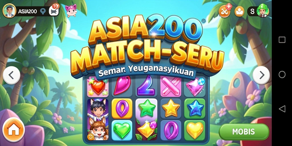 Tampilan gameplay seru di ASIA200 dengan tantangan Match-3.