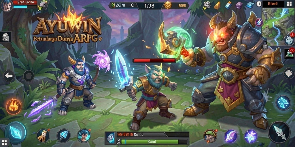 Tampilan seru gameplay AYUWIN yang menunjukkan aksi pertarungan epik.