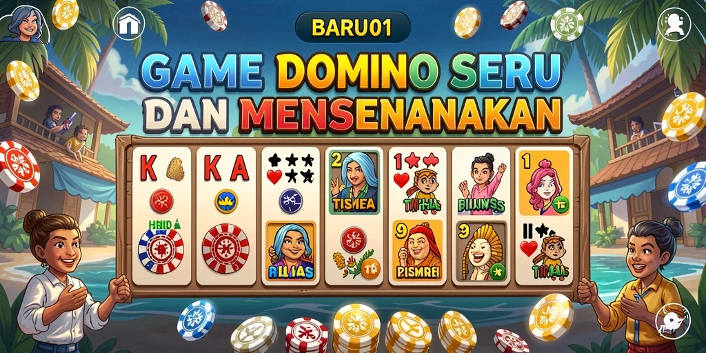 Tampilan gameplay seru dalam BARU01 saat bermain domino.