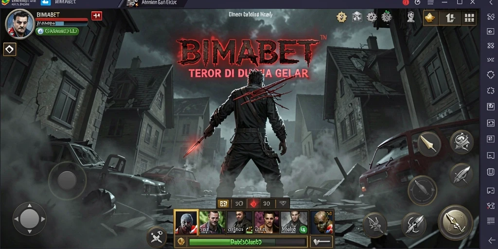 Screenshot utama BIMABET menunjukkan gameplay menyeramkan di lingkungan gelap.