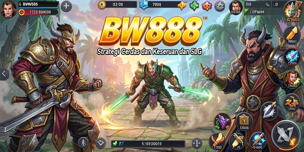 Screenshot BW888 menampilkan aksi intens dan strategi dalam gameplay SLG.