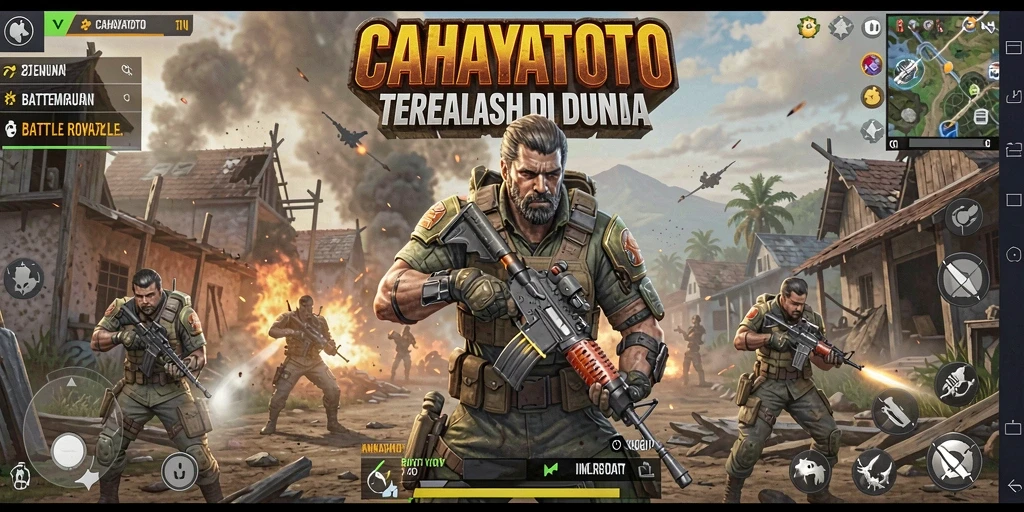 Tangkapan layar gameplay CAHAYATOTO menampilkan pertempuran sengit di arena Battle Royale.