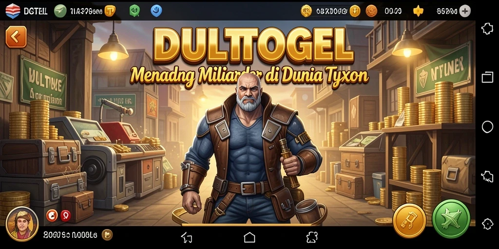 Tangkapan layar DULTOGEL menampilkan aksi seru dalam pengelolaan bisnis Tycoon.