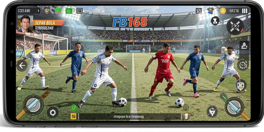 Tampilan gameplay seru dalam permainan sepak bola FB168.