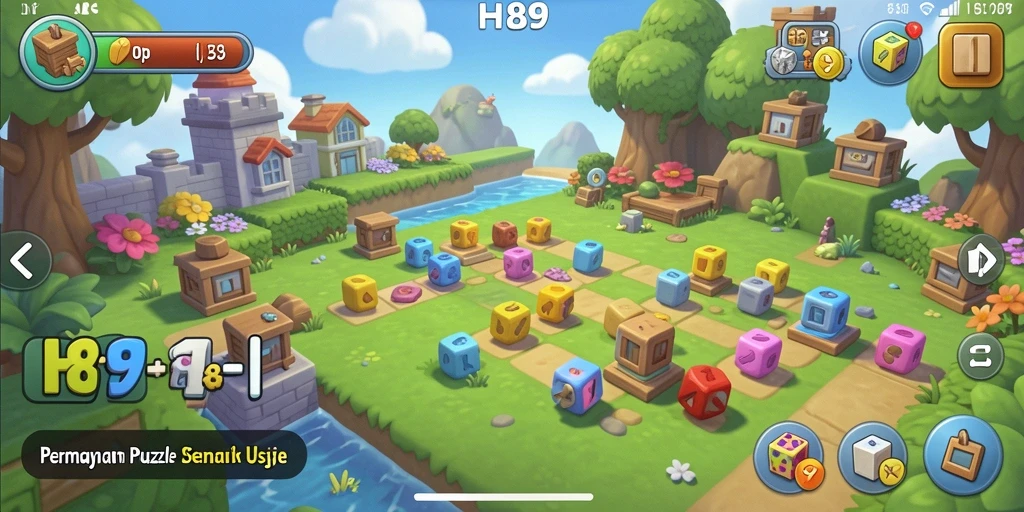 Tampilan menarik dari gameplay puzzle H89 yang menantang.