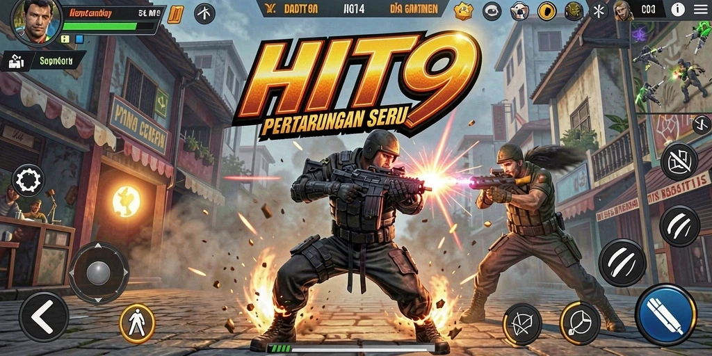 Tangkapan layar menampilkan aksi intens dalam permainan HIT9.