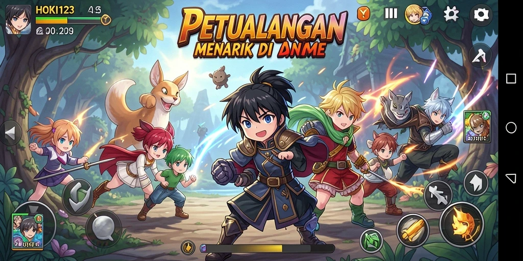 Screenshot HOKI123 menampilkan pertarungan epik karakter anime.