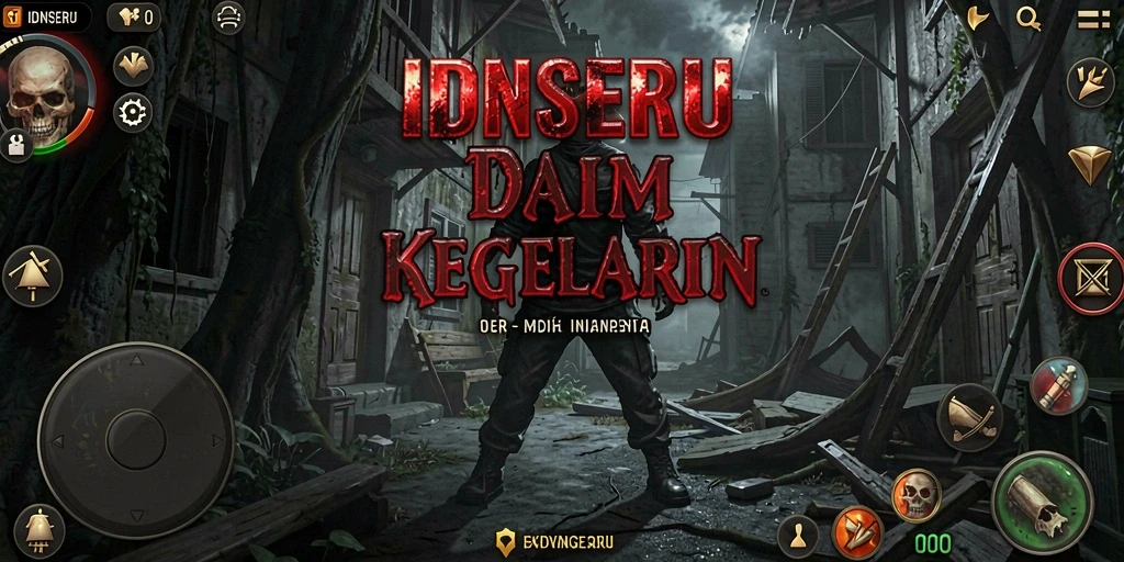 Tampilan gameplay menegangkan dari IDNSERU saat berhadapan dengan hantu.