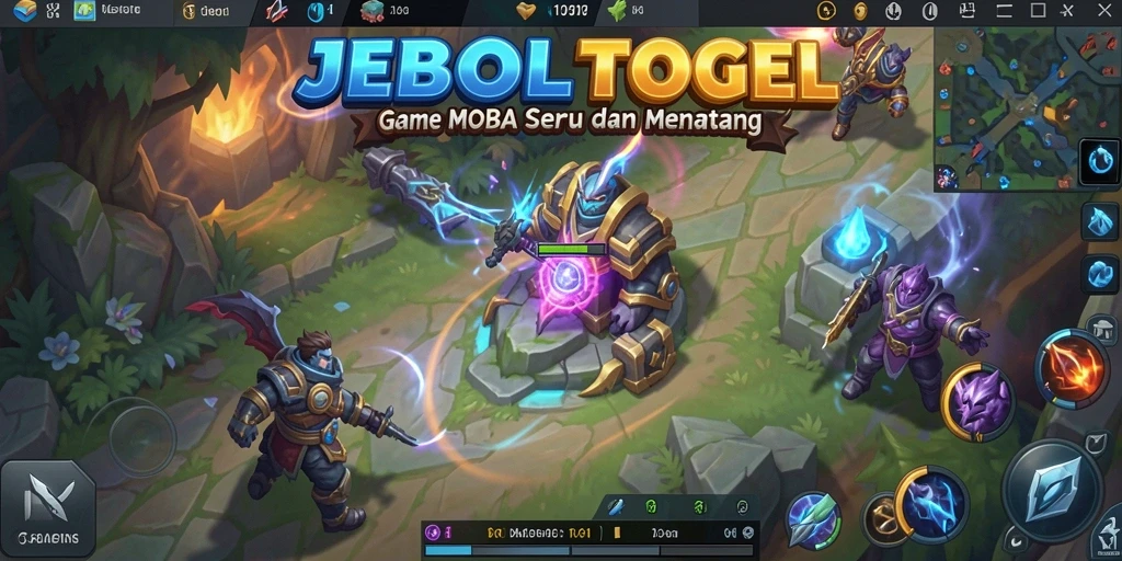 Tampilan gameplay seru dari JEBOLTOGEL yang menampilkan aksi pertempuran MOBA.