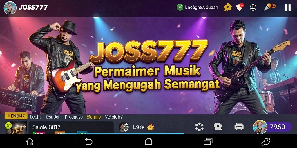 Screenshot utama JOSS777 menampilkan gameplay musik yang interaktif dan menarik.