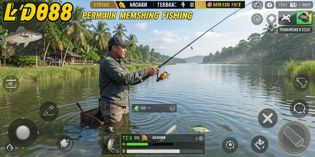 Tampilan gameplay LPO88 yang menarik dengan berbagai lokasi memancing.
