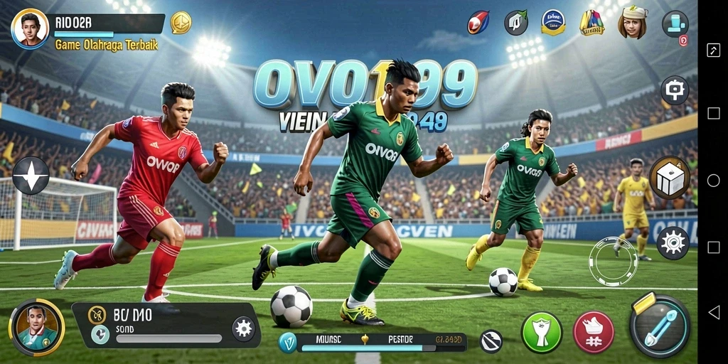 Screenshot OVO99 menampilkan gameplay olahraga yang dinamis dan seru.