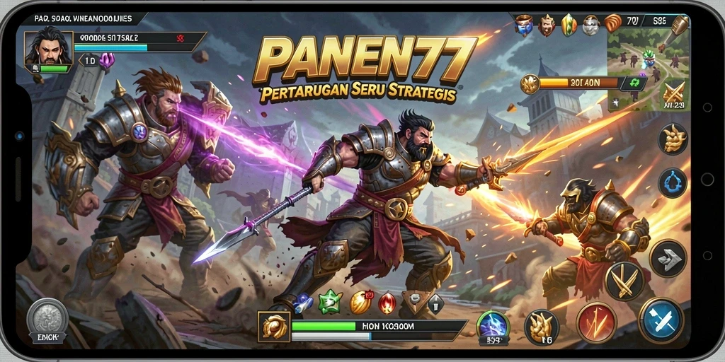 Screenshot utama menampilkan pertarungan epik antara karakter dengan grafis yang memukau.