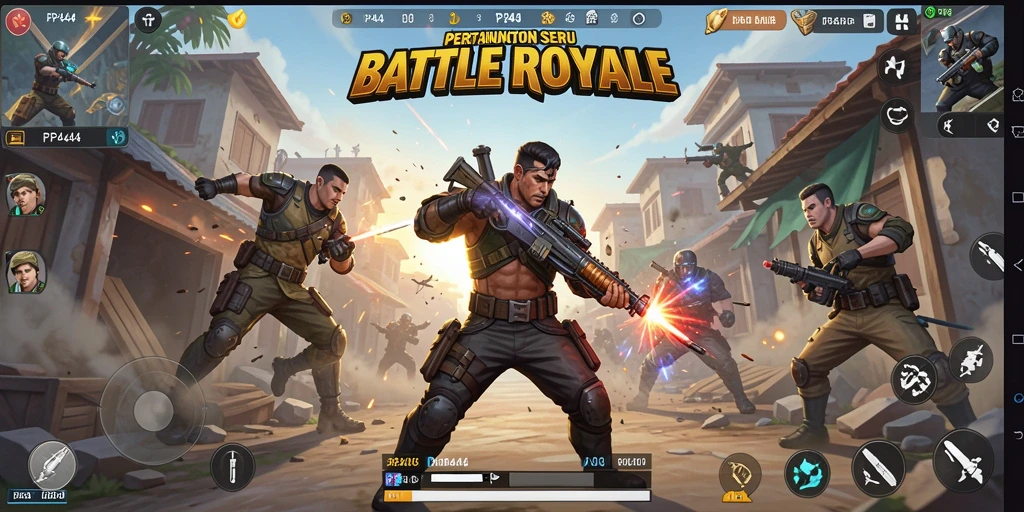 Gameplay seru PP444 menampilkan pertempuran intens dalam arena Battle Royale.