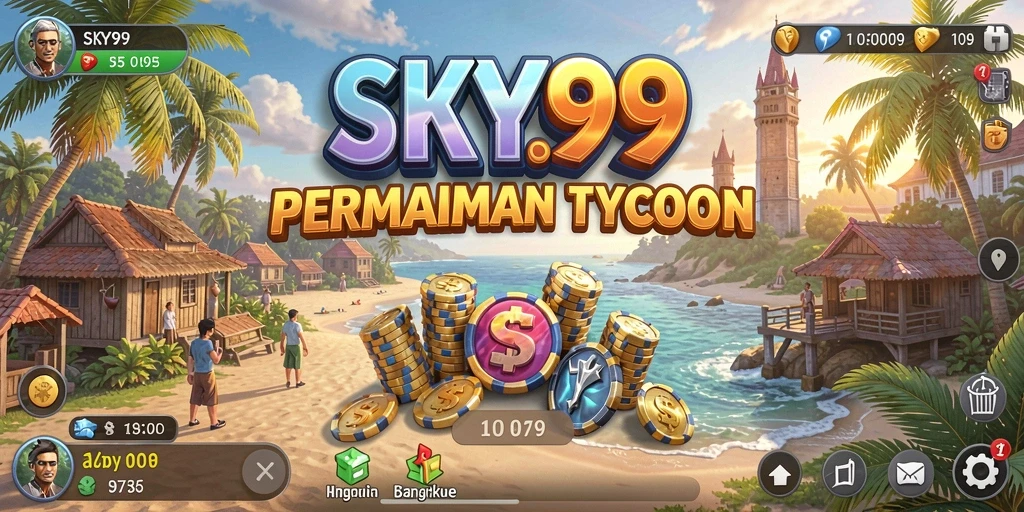 Tampilan gameplay <strong>SKY99</strong> dengan manajemen perusahaan yang seru.