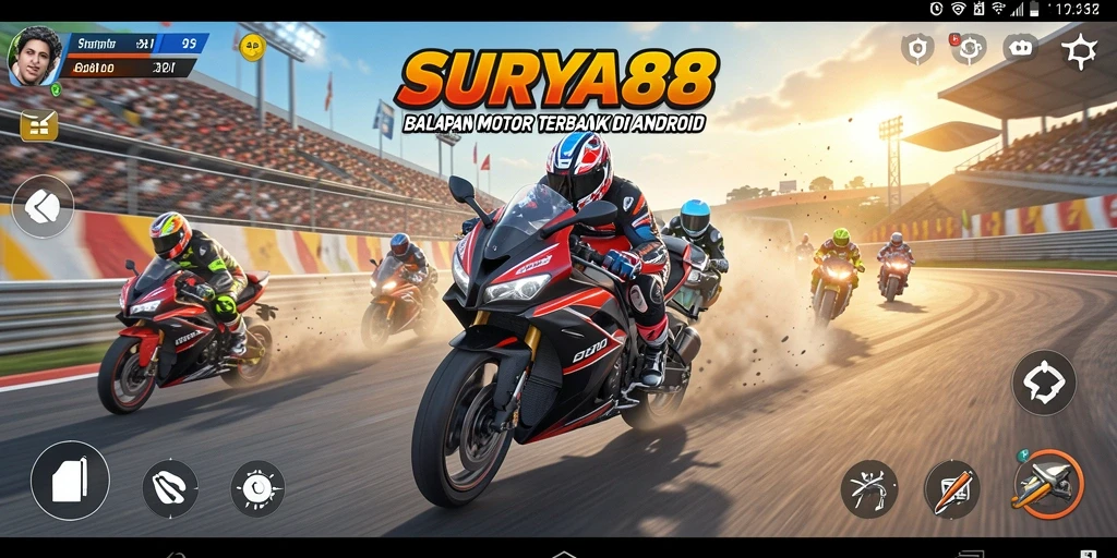 Gameplay SURYA88 yang seru dan penuh aksi balapan motor.