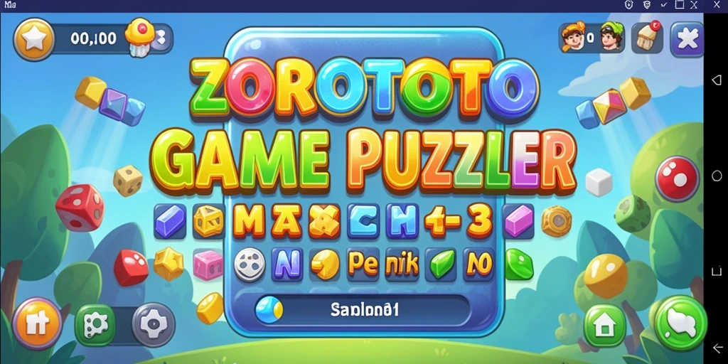 Screenshot gameplay ZOROTOTO dengan elemen warna-warni yang mencolok.